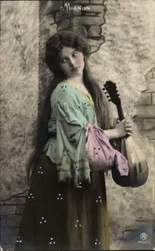 Ak Mignon, Frau mit Mandoline, RPH 1452 3