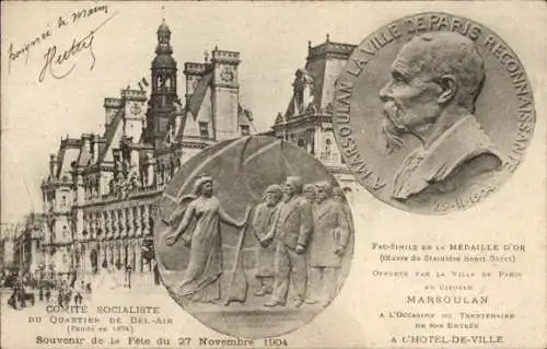 Ak Paris IV, Rathaus, Souvenir des Festivals vom 27. November 1904