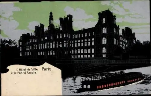 Künstler Ak Paris IV, Rathaus, Pont d'Arcole