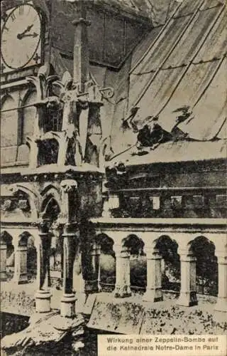 Ak Paris IV, Kathedrale Notre-Dame, Wirkung einer Zeppelin-Bombe
