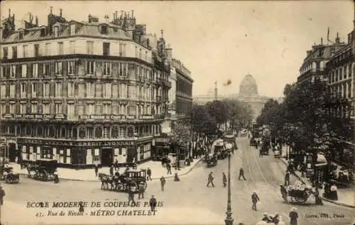Ak Paris I Louvre, Rue de Rivoli, Metro Chatelet, Ecole Moderne de Coupe