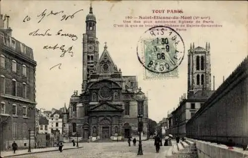 Ak Paris V, Montagne Sainte Geneviève, Kirche Saint Étienne du Mont