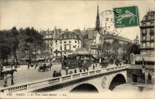 Ak Paris V, Le Pont Saint Michel