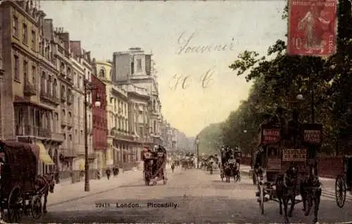 AK London City Großbritannien, Gesamtansicht von Piccadilly