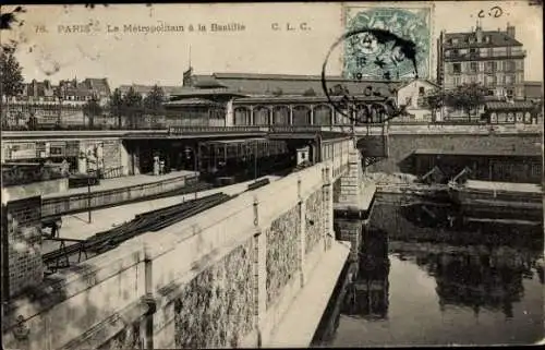 Ak Paris XVI. Arrondissement Passy, Metropolitain-Fußgängerbrücke