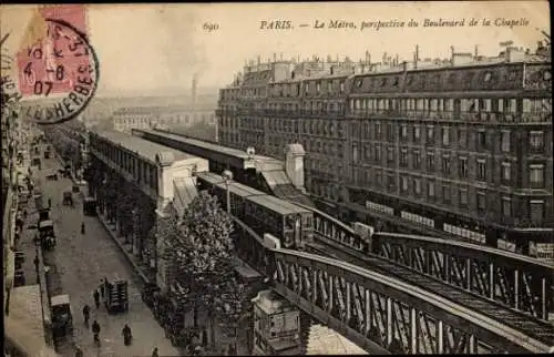 Ak Paris XVI. Passy, Le Metropolitain, Boulevard de la Chapelle
