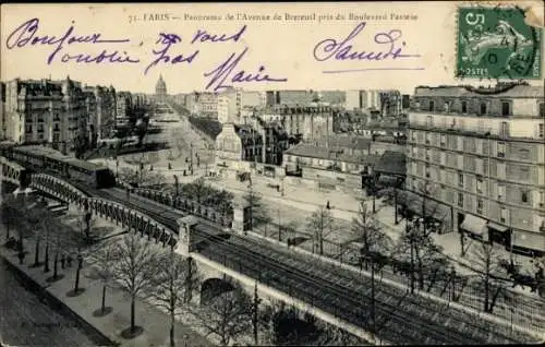 Ak Paris VIIe, Panorama der Avenue de Breteuil, Boulevard Pasteur