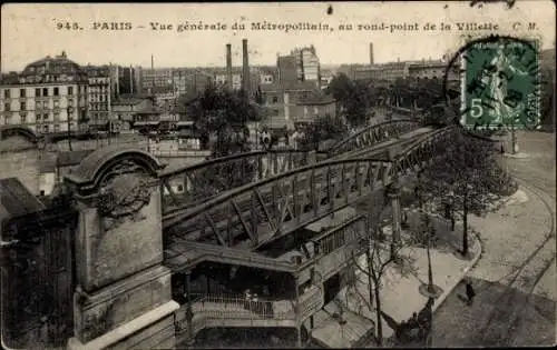 Ak Paris XIX La Villette, Metro, am Kreisverkehr La Villette