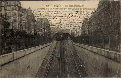 Ak Paris XVIII. Montmartre, Eingang zum Graben vom Boulevard Rochechouart