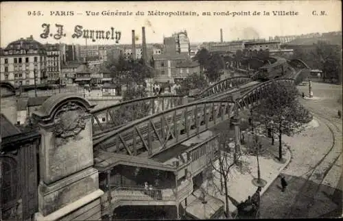 Ak Paris XIX. La Villette, Gesamtansicht des Metropolitan