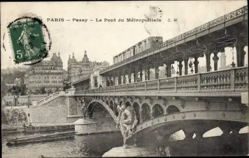 Ak Paris XVI. Passy, Die Metropolitan Bridge