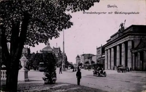 Ak Berlin, Brandenburger Tor, Reichstagsgebäude