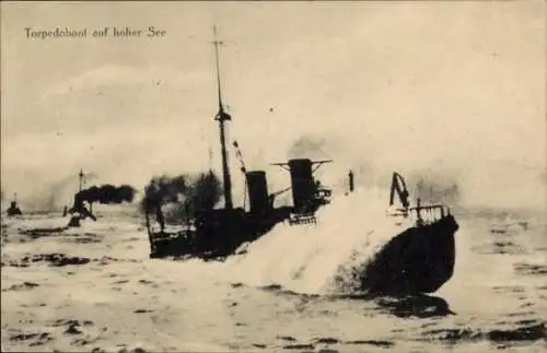 Ak Deutsche Kriegsschiffe, Torpedoboot auf hoher See, Kaiserliche Marine