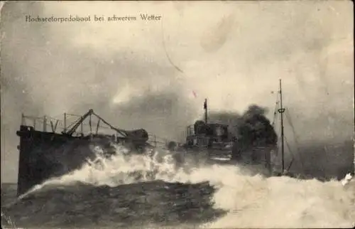 Ak Deutsches Kriegsschiff, Hochseetorpedoboot bei schwerem Wetter, Kaiserliche Marine