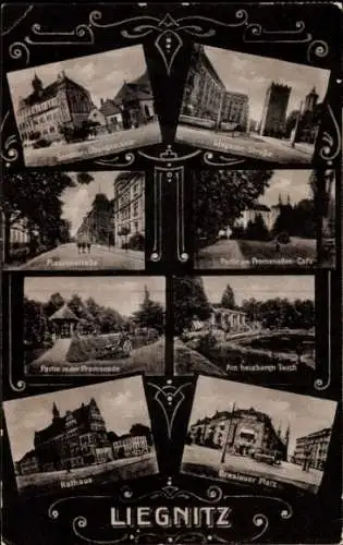 Ak Legnica Liegnitz Schlesien, Seminar, Glogauer Straße, Promenaden Café, Breslauer Platz