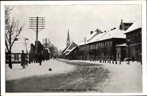 Ak Mitau Lettland, Katholische Straße, Kirche