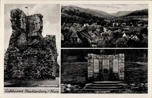 Ak Stecklenberg Thale im Harz, Ruine Lauenburg, Calciumquelle, Ort
