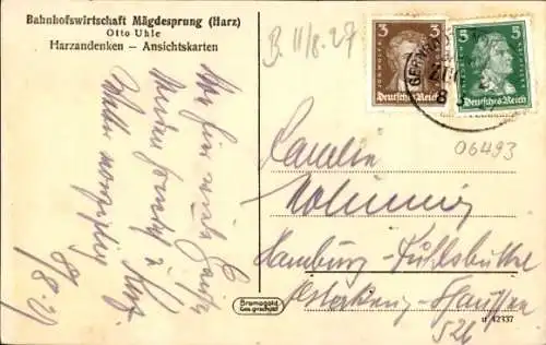 Ak Mägdesprung Harzgerode am Harz, Bahnhofswirtschaft