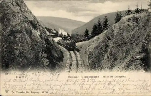 Ak Harz, Harzquer- und Brockenbahn, Drängelthal