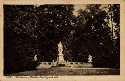 Ak Wiesbaden in Hessen, Gustav-Freitagdenkmal
