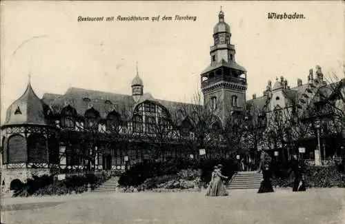 Ak Wiesbaden in Hessen, Neroberg, Restaurant, Aussichtsturm