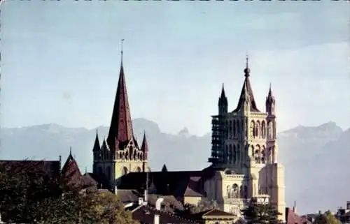 Ak Lausanne Kanton Waadt, Kathedrale, Alpen