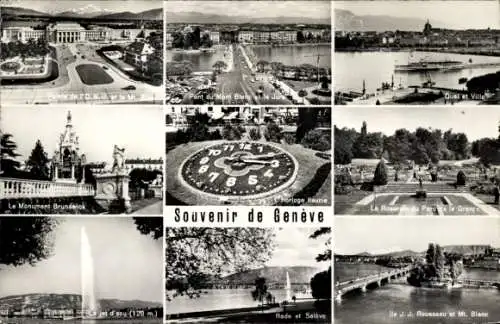 Ak Genève Genf Schweiz, Palast, Denkmal, Fontäne, Quai