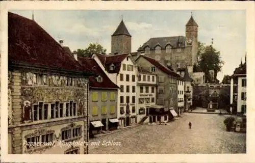 Ak Rapperswil Kanton Sankt Gallen, Hauptplatz mit Schloss