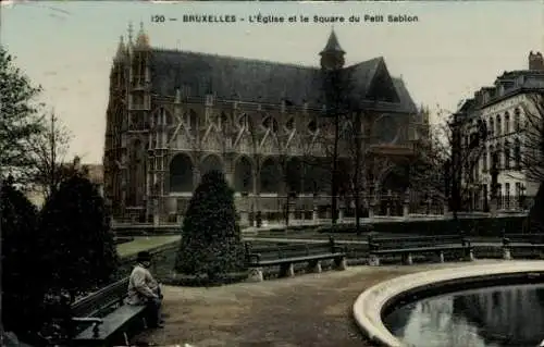 Ak Bruxelles Brüssel, Kirche und der Square du Petit Sablon