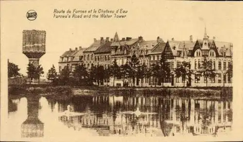 Ak Furnes Veurne Westflandern, Blick zum Wasserturm