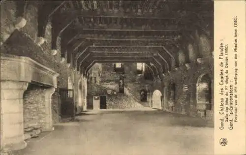 Ak Gent Gent Ostflandern, Schloss der Grafen von Flandern, Festsaal