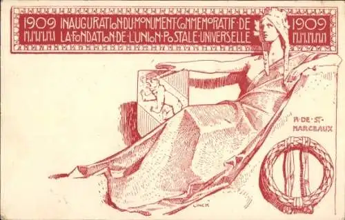 Ganzsachen Ak Schweiz, Fondation de l'Union Postale Universelle, Inauguration du Monument 1909