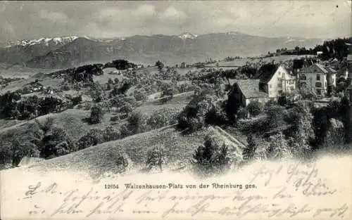 Ak Walzenhausen Kanton Appenzell Ausserrhoden Schweiz, Platz von der Rheinburg aus gesehen