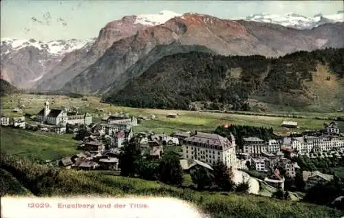 Ak Engelberg Kanton Obwalden Schweiz, Gesamtansicht mit Titlis