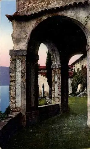 Ak Morcote Lago di Lugano Kanton Tessin, Teilansicht, Ruine