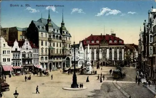 Ak Bonn am Rhein, Marktplatz, Denkmal, Altes Rathaus