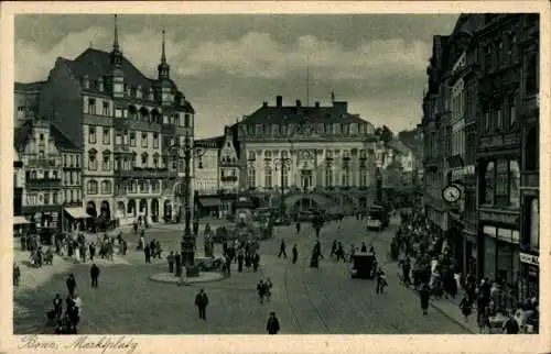 Ak Bonn Rhein, Marktplatz, Verkehr, Straßenbahn, Apotheke