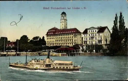 Ak Bad Schachen Lindau am Bodensee Schwaben, Dampfschiff