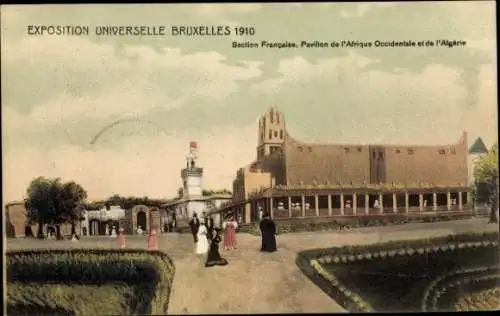 Ak Brüssel, Weltausstellung 1910, Französische Sektion, Pavillon Westafrika und Algerien