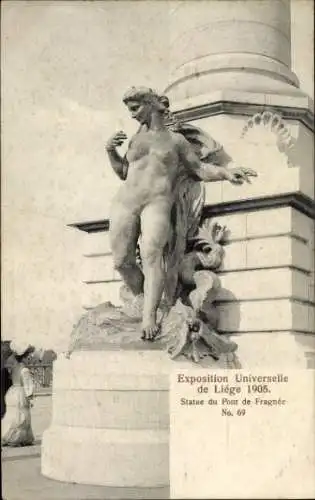 Ak Liege, Weltausstellung 1905, Statue Le Pont de Fragnée