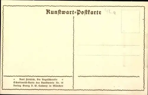 Scherenschnitt Künstler Ak Fröhlich, K., Vogelscheuche, Hasen