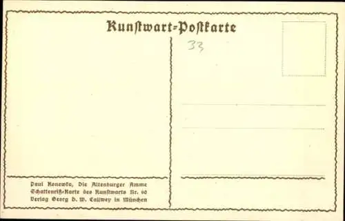 Scherenschnitt Künstler Ak Konewka, P., Altenburger Amme, Kinder, Baby