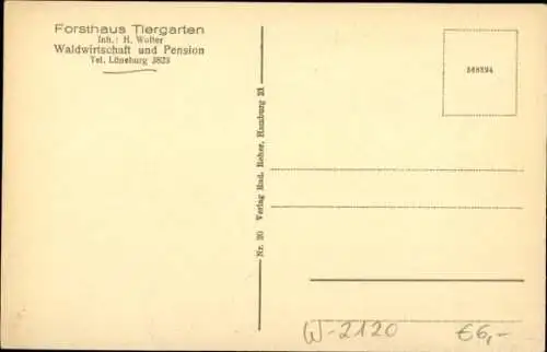Ak Lüneburg in Niedersachsen, Forsthaus Tiergarten