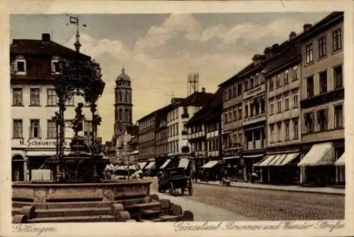 Ak Göttingen in Niedersachsen, Gänseliesel Brunnen und Wunderstraße