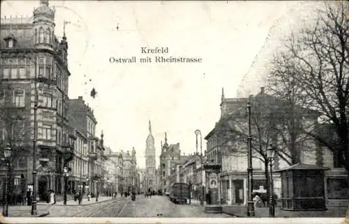 Ak Krefeld am Niederrhein, Ostwall, Rheinstraße