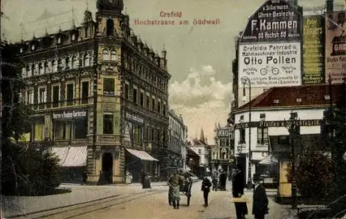 Ak Krefeld am Niederrhein, Hochstraße am Südwall, Fassadenreklame F. Kammen, Otto Pollen