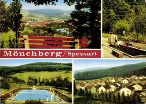 Ak Mönchberg im Spessart, Panorama, Schwimmbad