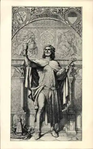 Ak Dichter Tannhäuser, Portrait mit Kelch