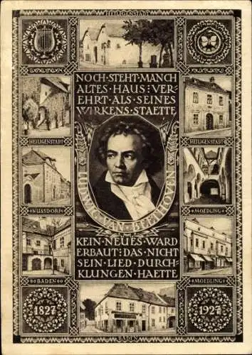 Ganzsachen Ak Mödling in Niederösterreich, Komponist Ludwig van Beethoven, Heiligenstadt