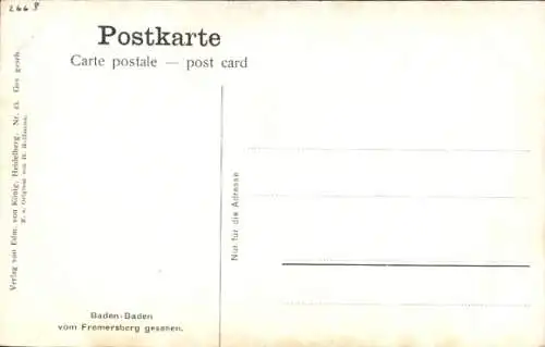 Künstler Ak Hoffman, H., Baden Baden, Blick vom Fremersberg